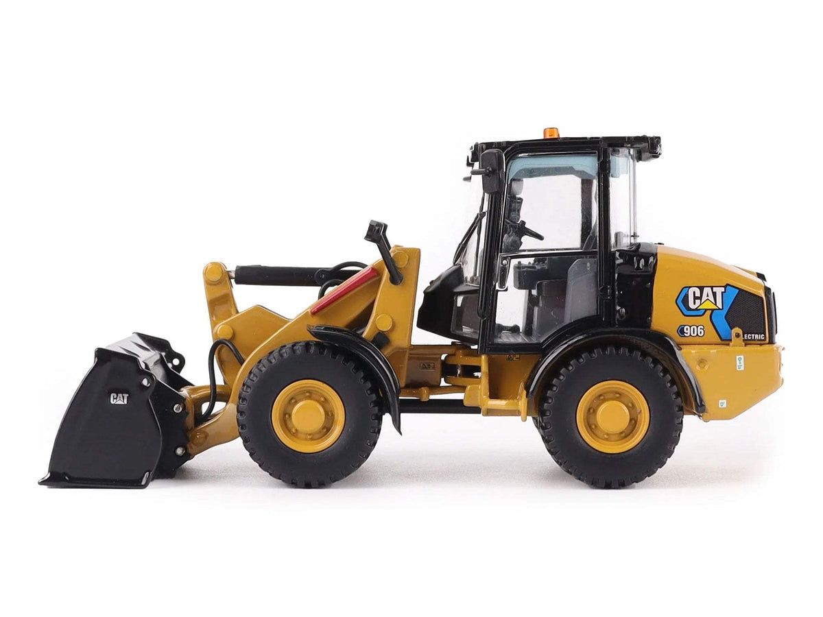 CAT Caterpillar 906 Electric Compact Wheel Loader Yellow with Operator | 1/50 Diecast Construction Model | Diecast Masters | High Line Series