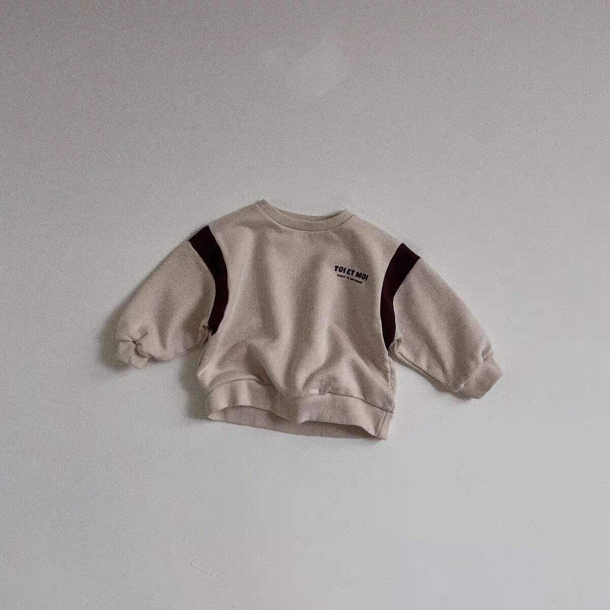 Baby Korean-Style Patchwork Sweater | Dark Blue And Gray