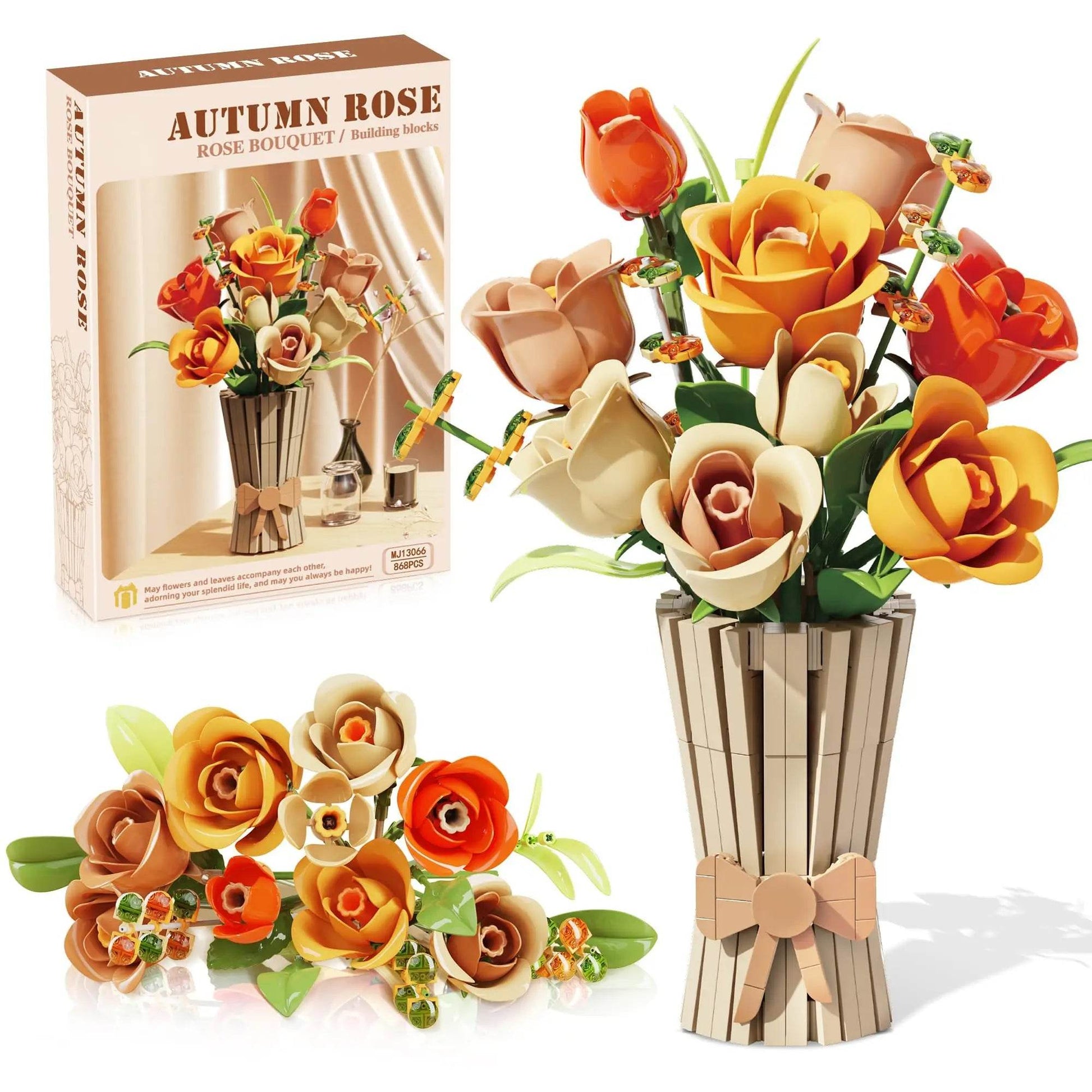 868PCS Rose Bouquet Building Blocks Eternal Flower Vase Model - ToylandEU