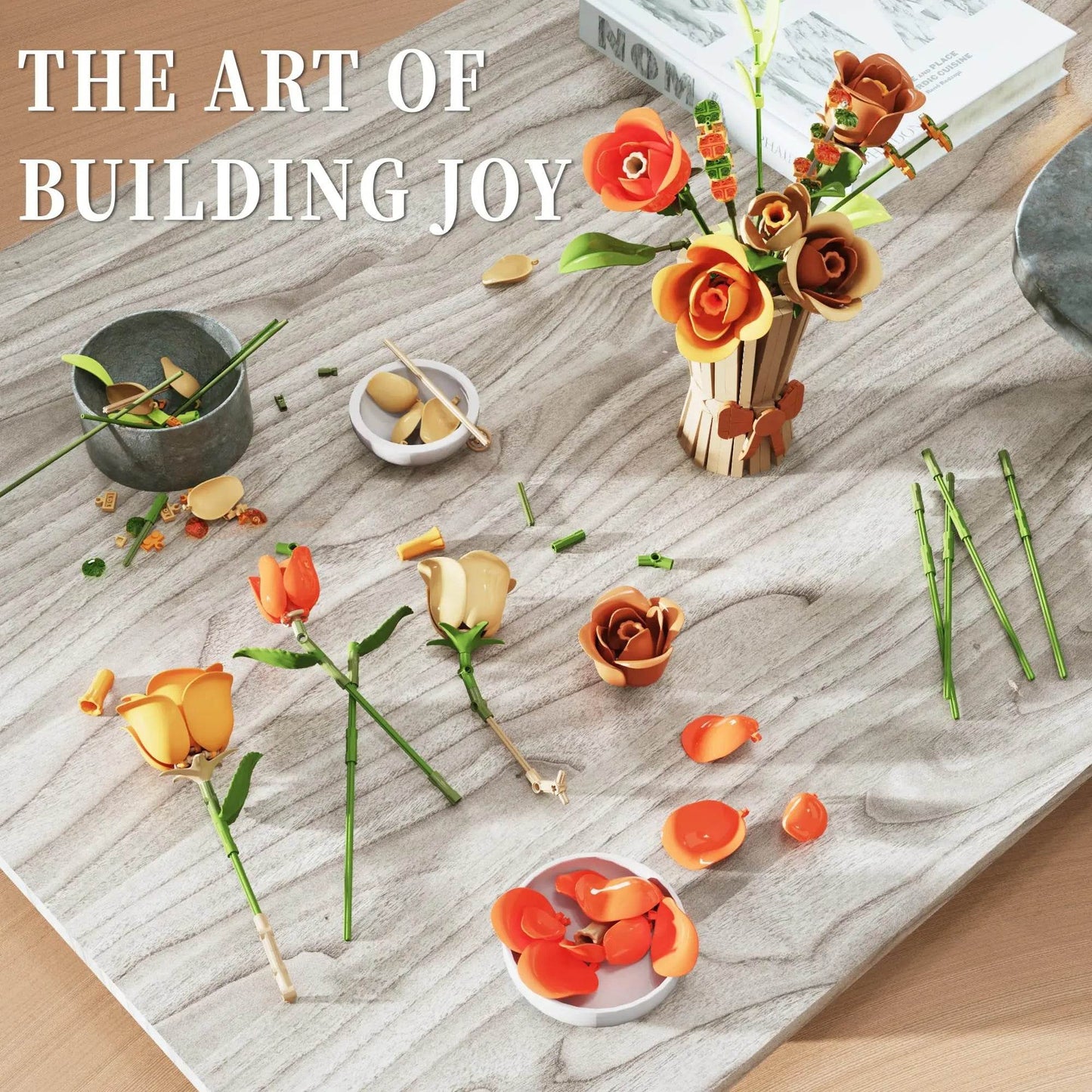 868PCS Rose Bouquet Building Blocks Eternal Flower Vase Model - ToylandEU