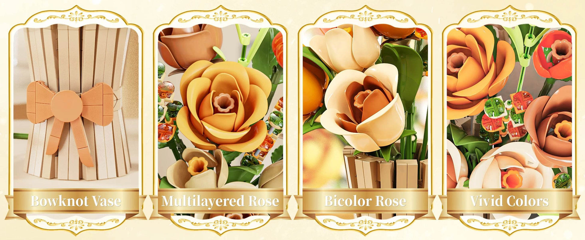 868PCS Rose Bouquet Building Blocks Eternal Flower Vase Model - ToylandEU