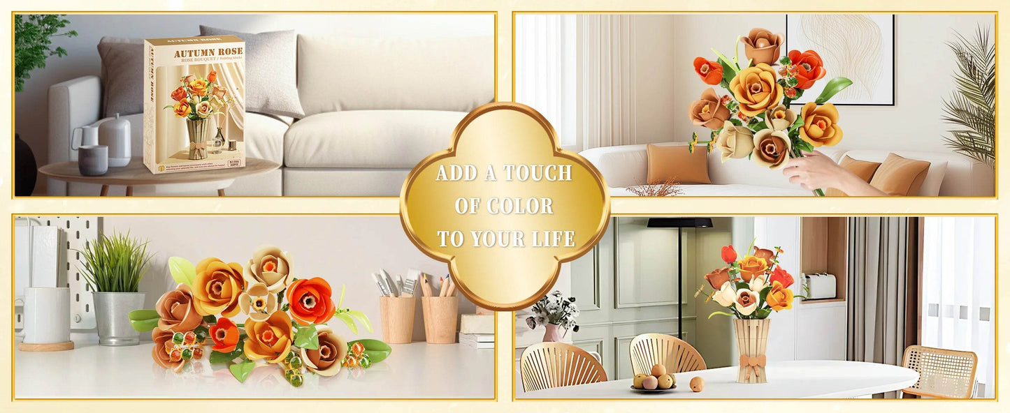 868PCS Rose Bouquet Building Blocks Eternal Flower Vase Model - ToylandEU