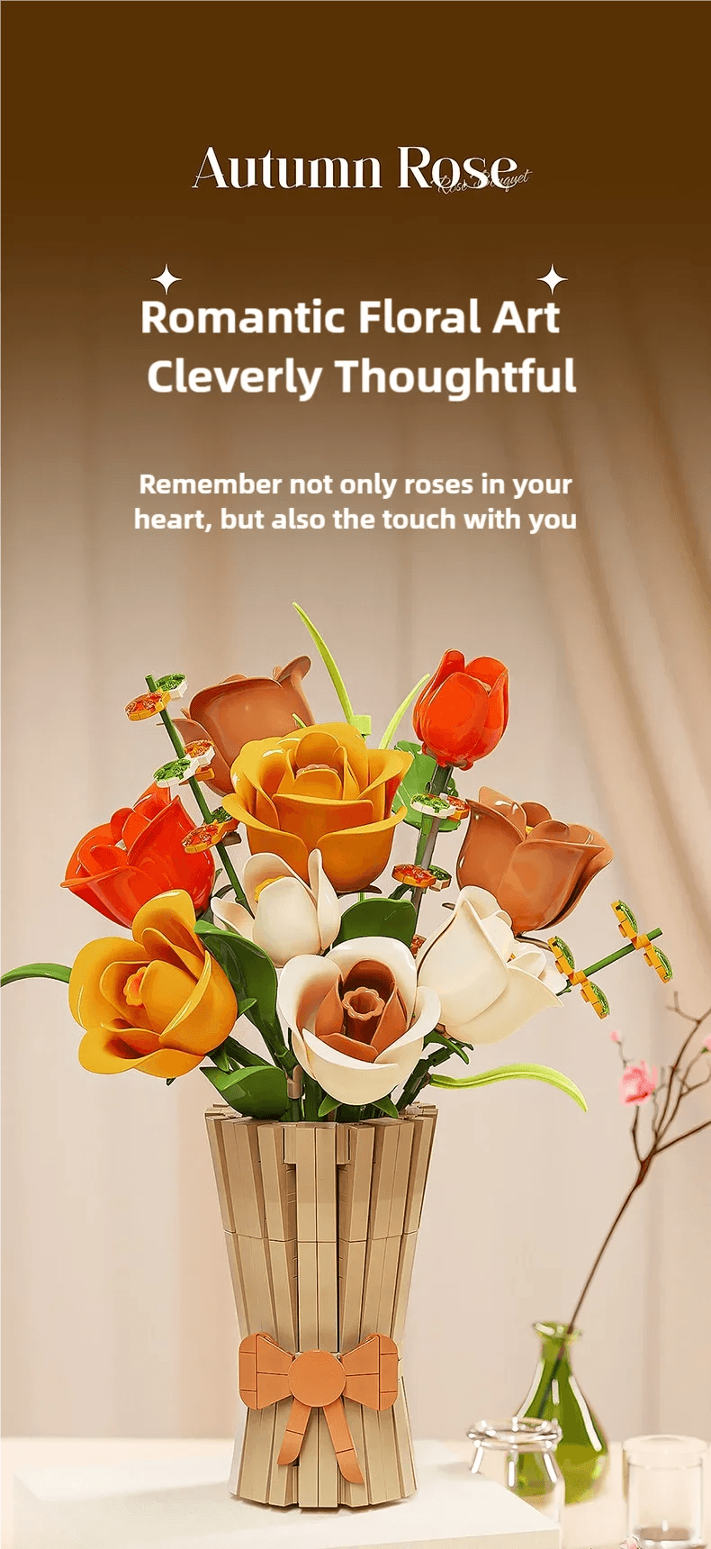 868PCS Rose Bouquet Building Blocks Eternal Flower Vase Model - ToylandEU