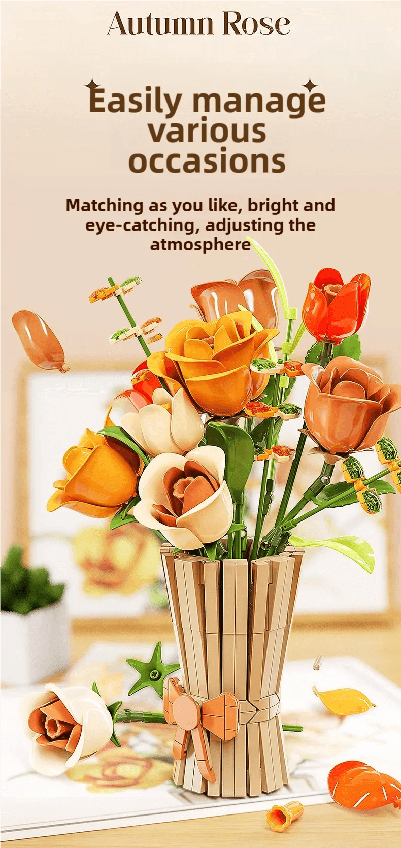 868PCS Rose Bouquet Building Blocks Eternal Flower Vase Model - ToylandEU