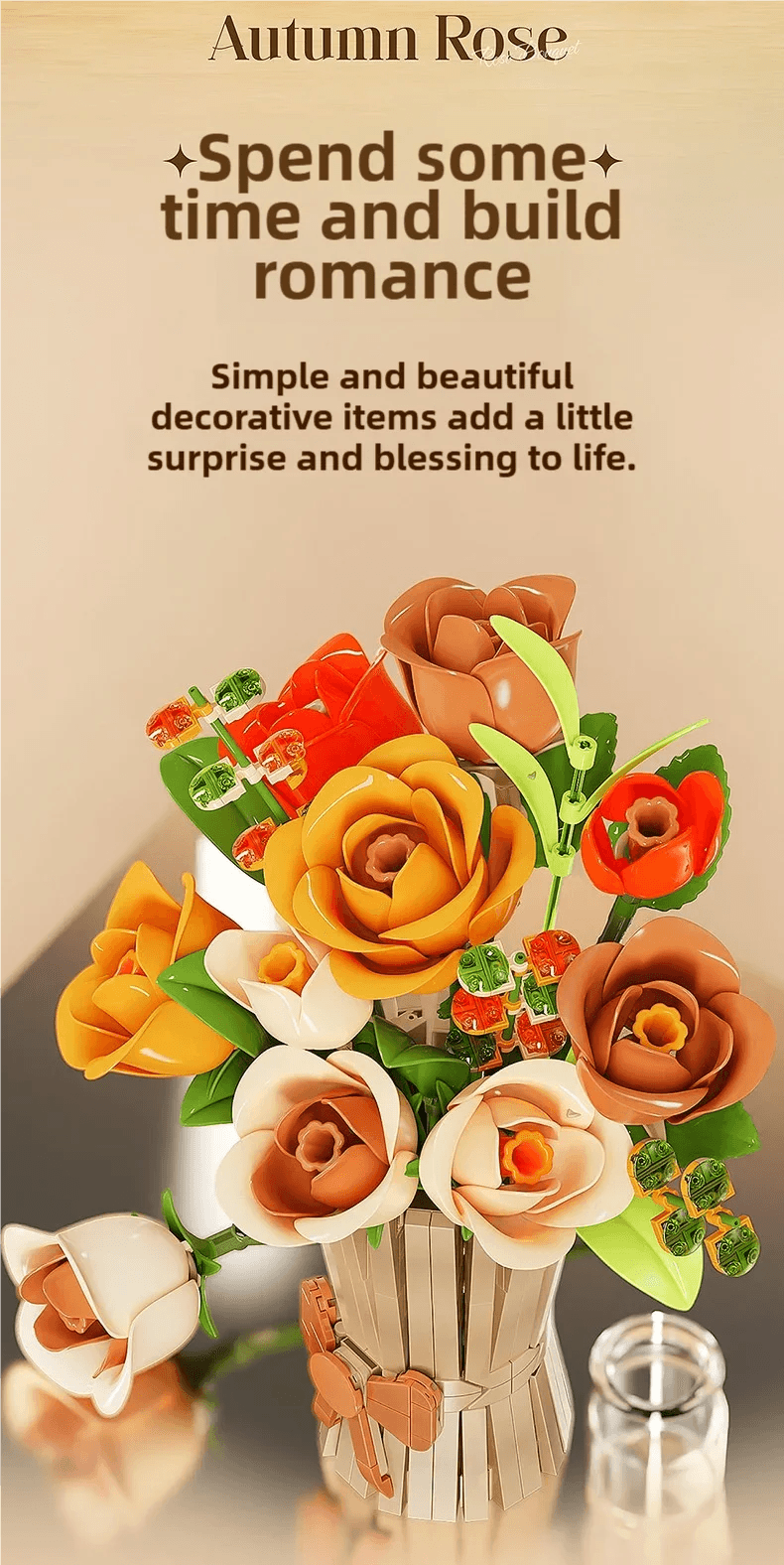 868PCS Rose Bouquet Building Blocks Eternal Flower Vase Model - ToylandEU