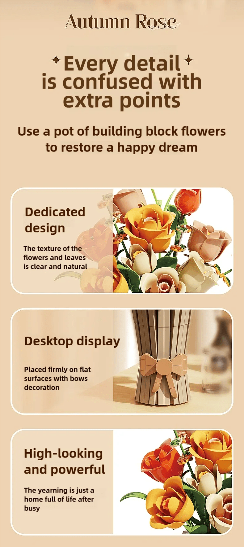 868PCS Rose Bouquet Building Blocks Eternal Flower Vase Model - ToylandEU