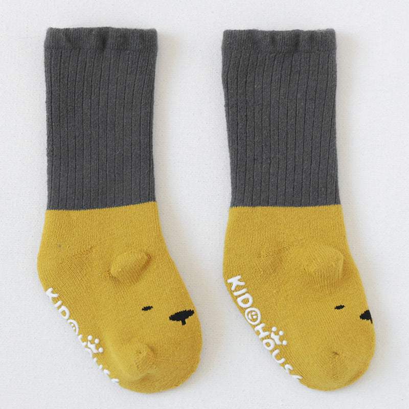 Baby Combed Cotton Socks | Terry Anti Skid Middle Tube | Toddler Animal Prints