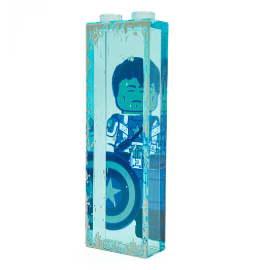 Custom Minifigure | Frozen Shield Hero | Buildable Ice Display | 1X2X5