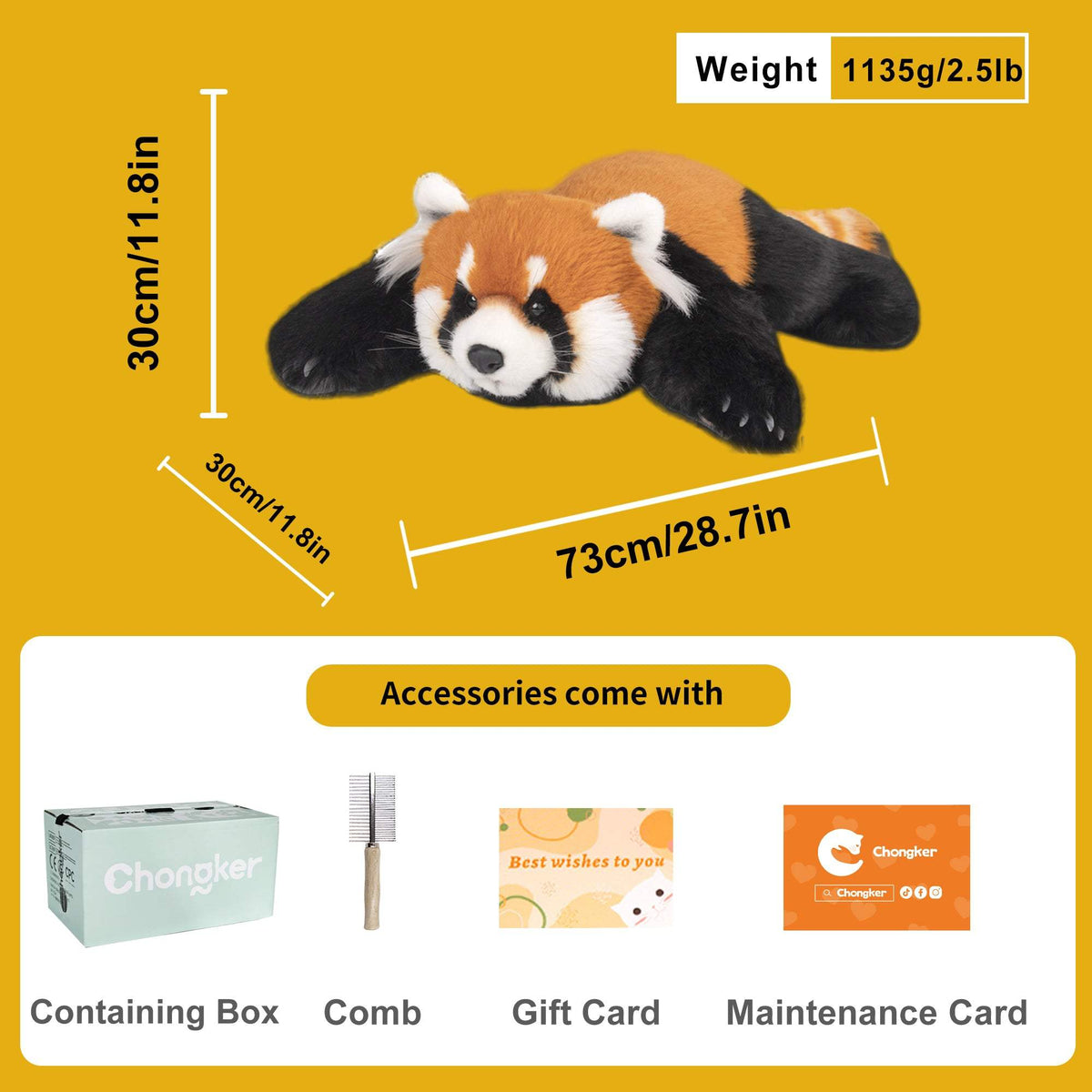 Weighted Stuffed Animal | 2.5 Lbs | Red Panda ESA Companion
