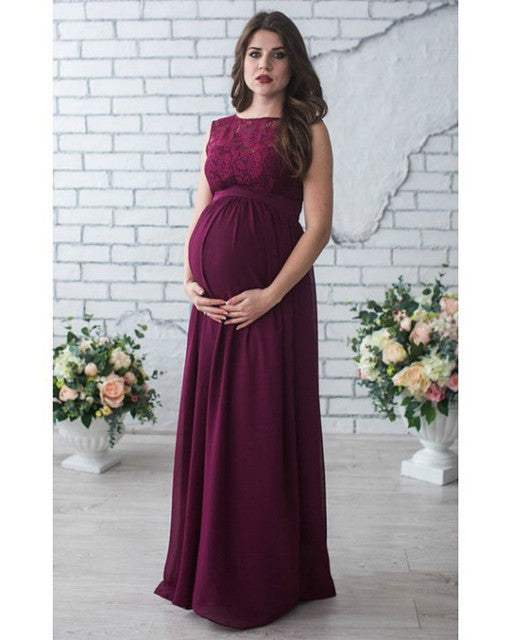 Lace Sleeveless Maternity Dress | Polyester