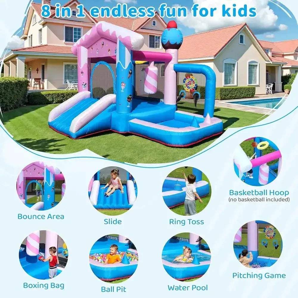 8In1 Inflatable Playhouse Bounce House With Slide And Games - ToylandEU