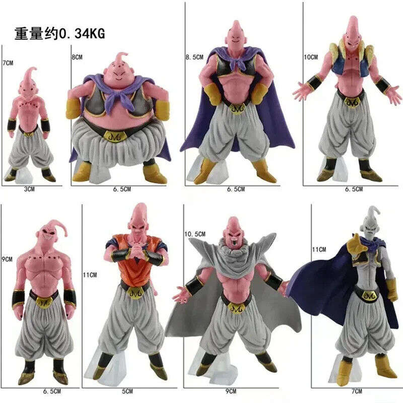 8 pcs Majin Buu Figure Set, Super Evil Kid Innocent Fat Dragon Ball Z Figurines