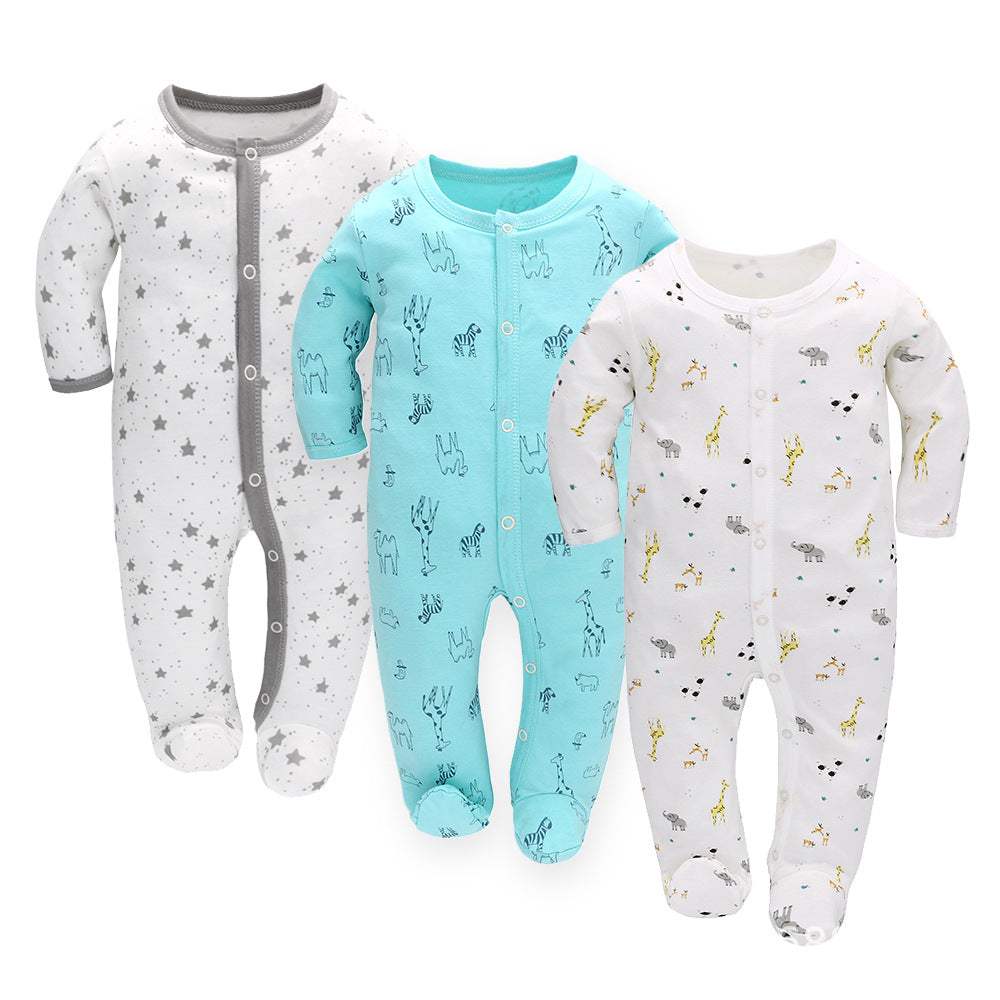 Baby Long-Sleeve Romper 3-Piece Set | Fox Raindrop And Unicorn Designs