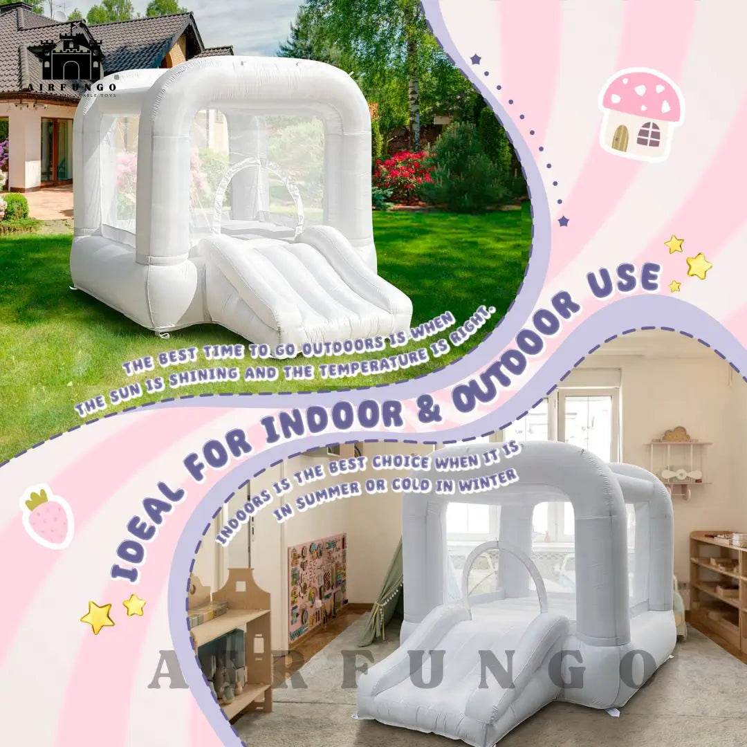 8ft White Bounce House Indoor Outdoor Softplay Inflatable Bouncer - ToylandEU