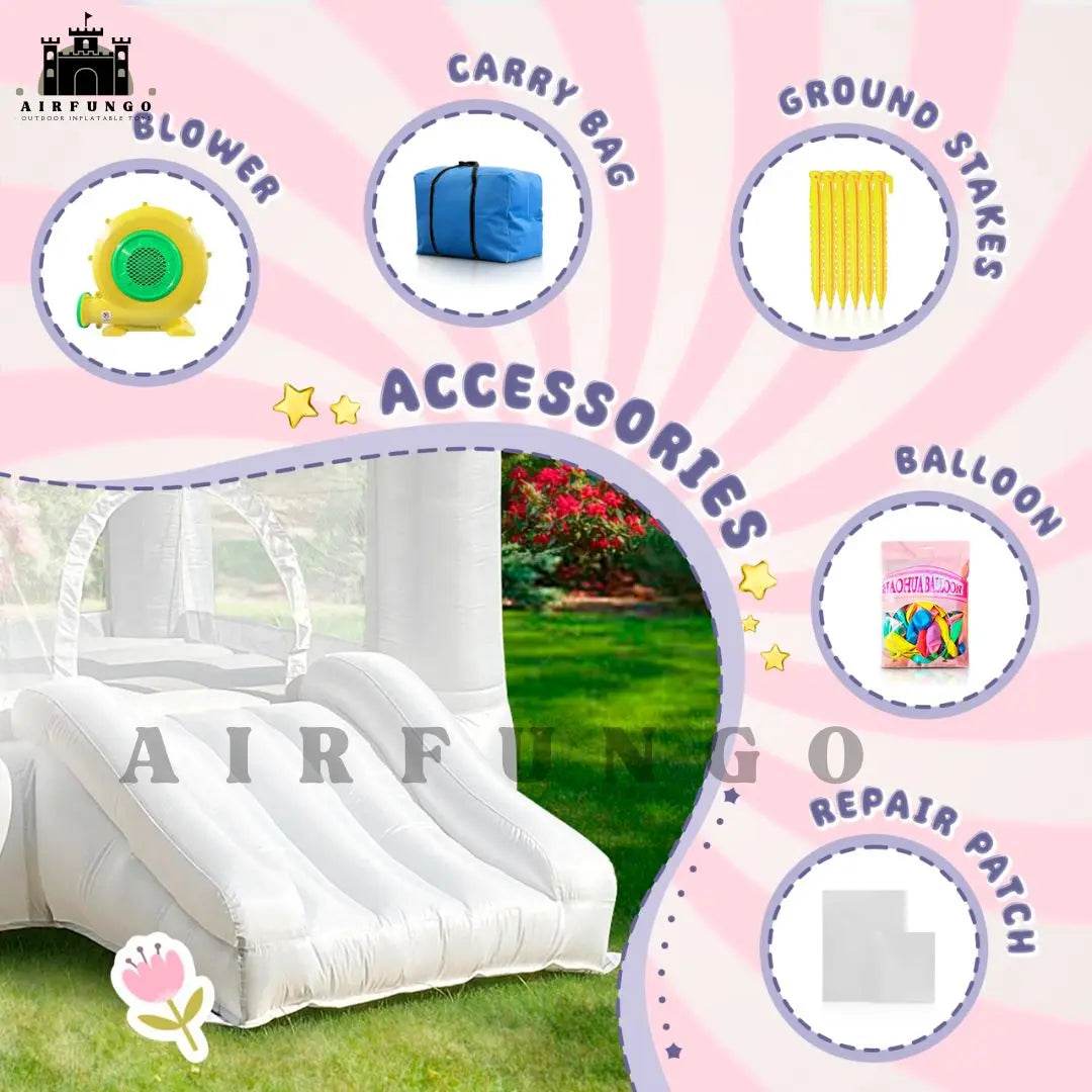 8ft White Bounce House Indoor Outdoor Softplay Inflatable Bouncer - ToylandEU