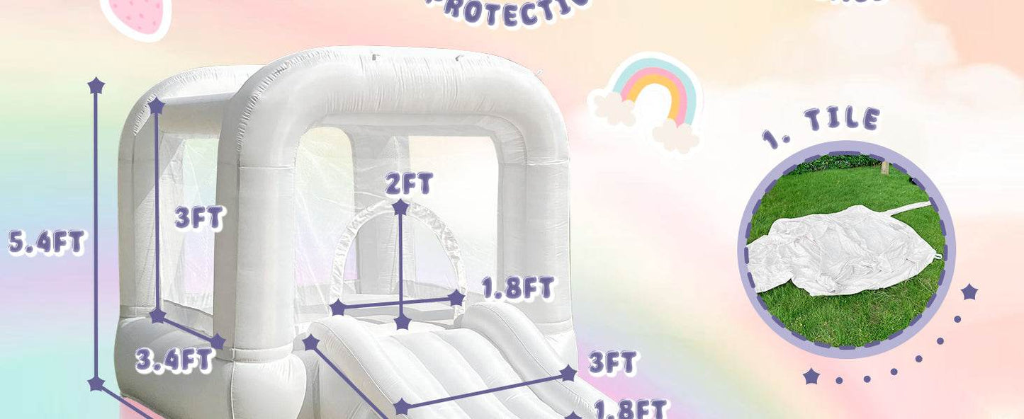 8ft White Bounce House Indoor Outdoor Softplay Inflatable Bouncer - ToylandEU