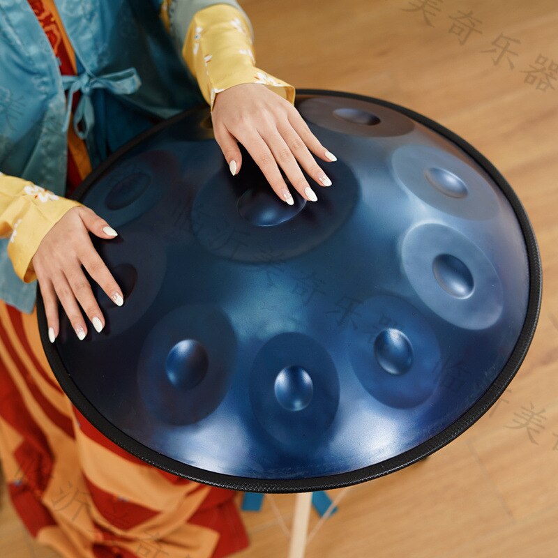 9/10 Tone Handpan Drum 22 Inches D Minor Blue Steel Tongue Drum Yoga