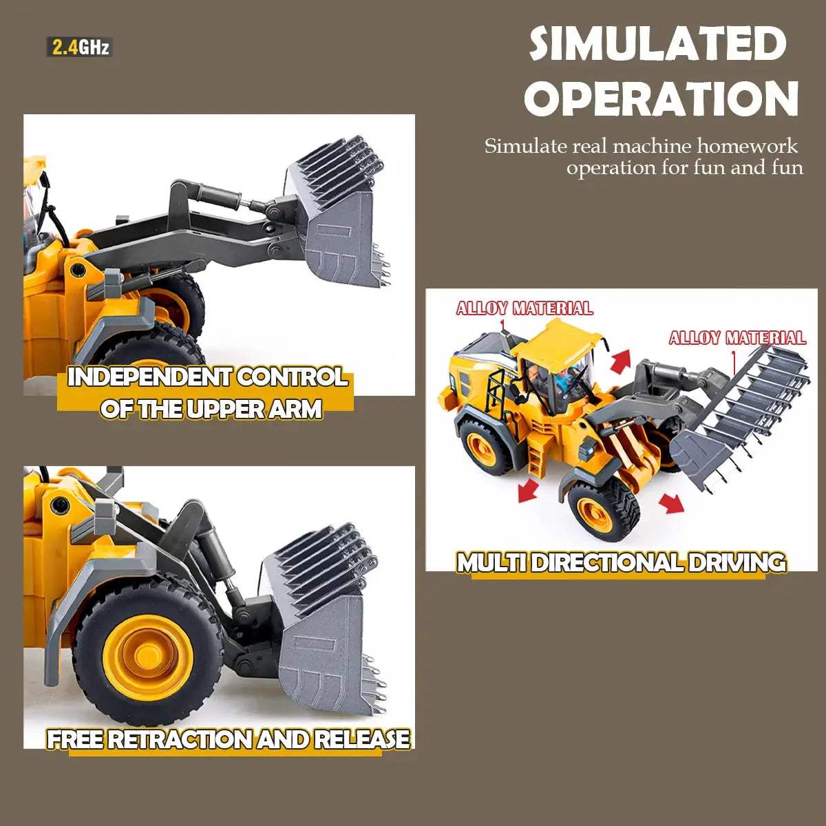  9-Channel RC Bulldozer Durable 2.4G Remote Control Toy -  ToylandEU™