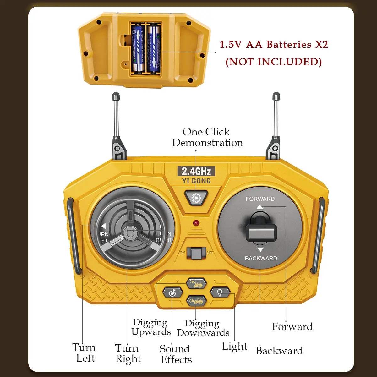  9-Channel RC Bulldozer Durable 2.4G Remote Control Toy -  ToylandEU™
