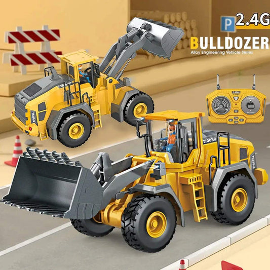 2.4G Remote Controlled Bulldozer Nine Channel Loading Vehicle Simulation Excavation Engineering Gifts for 6+ Children - ToylandEU