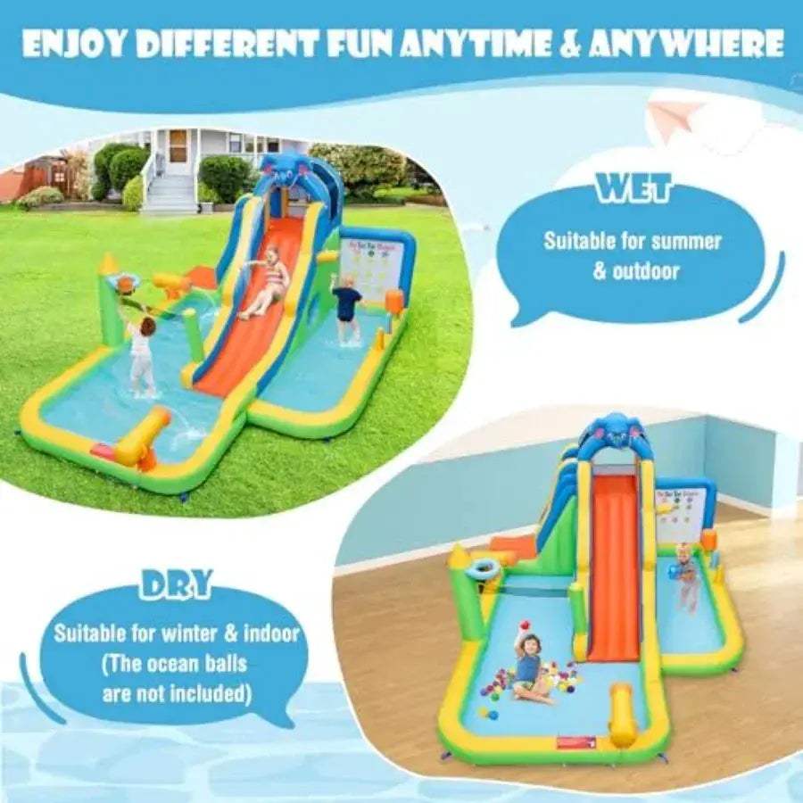 9 In 1 Inflatable Water Slide With Backyard Climbing Wall - ToylandEU