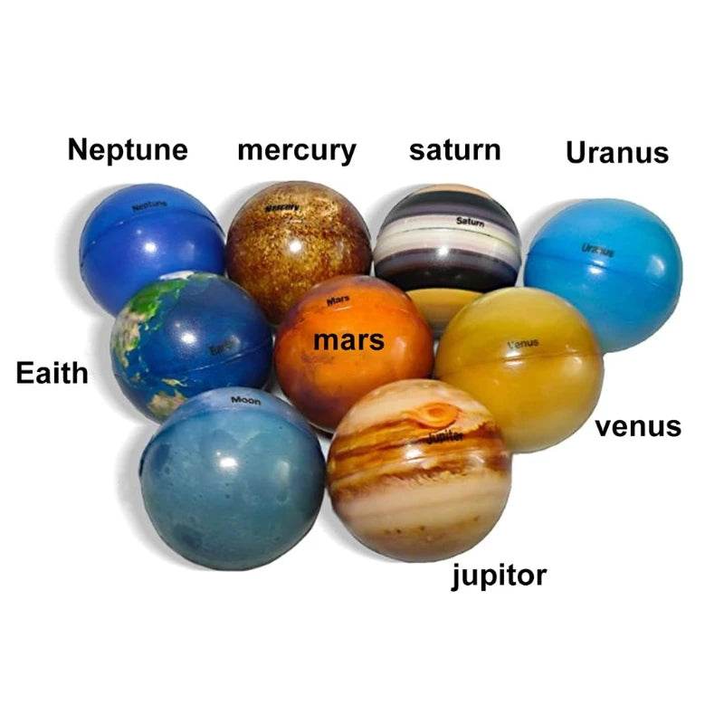 9 Pcs Solar System Planet Balls Stress Relief Educational Safe Sponge Solid Soft for Bouncy Toy Gif - ToylandEU