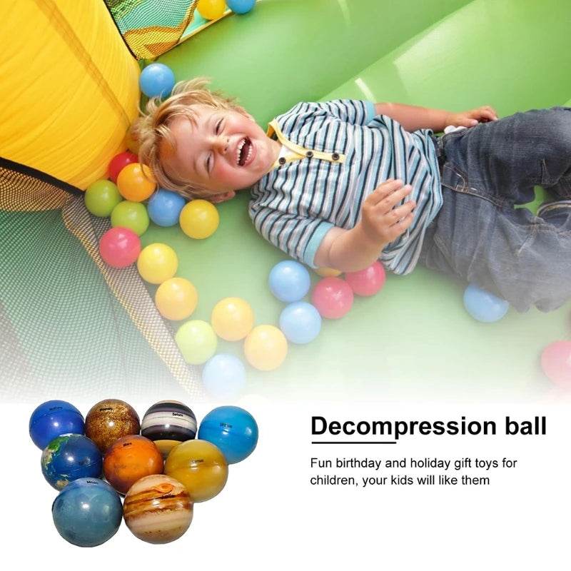 9 Pcs Solar System Planet Balls Stress Relief Educational Safe Sponge Solid Soft for Bouncy Toy Gif - ToylandEU