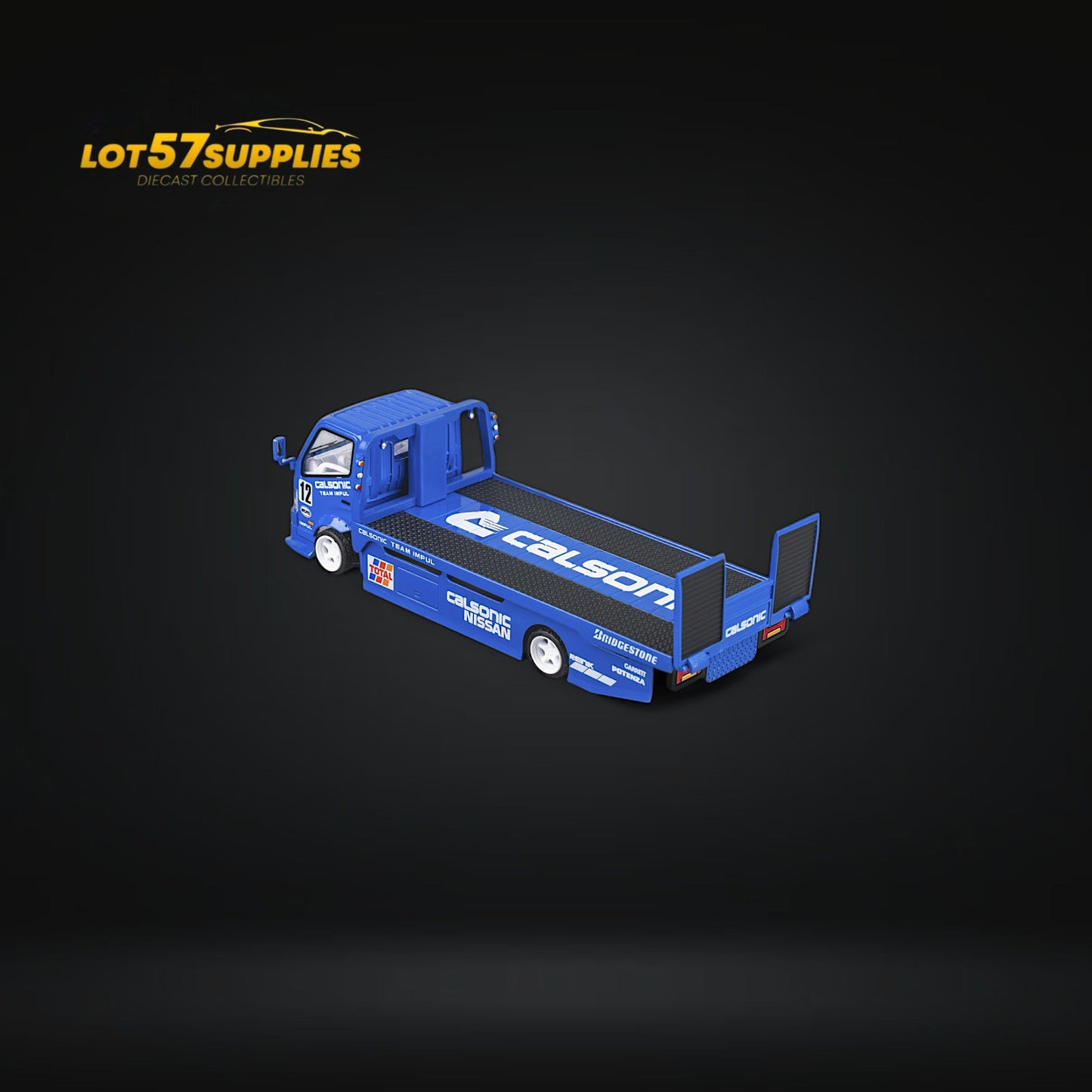 Diecast MicroTurbo HINO 300 Custom Truck Flatbed  Blue Calsonic Livery 1:64