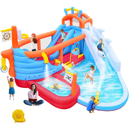  9-in-1 Inflatable Water Park Dual Slides Backyard Fun -  ToylandEU™