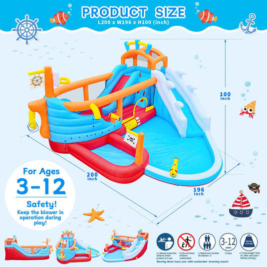  9-in-1 Inflatable Water Park Dual Slides Backyard Fun -  ToylandEU™