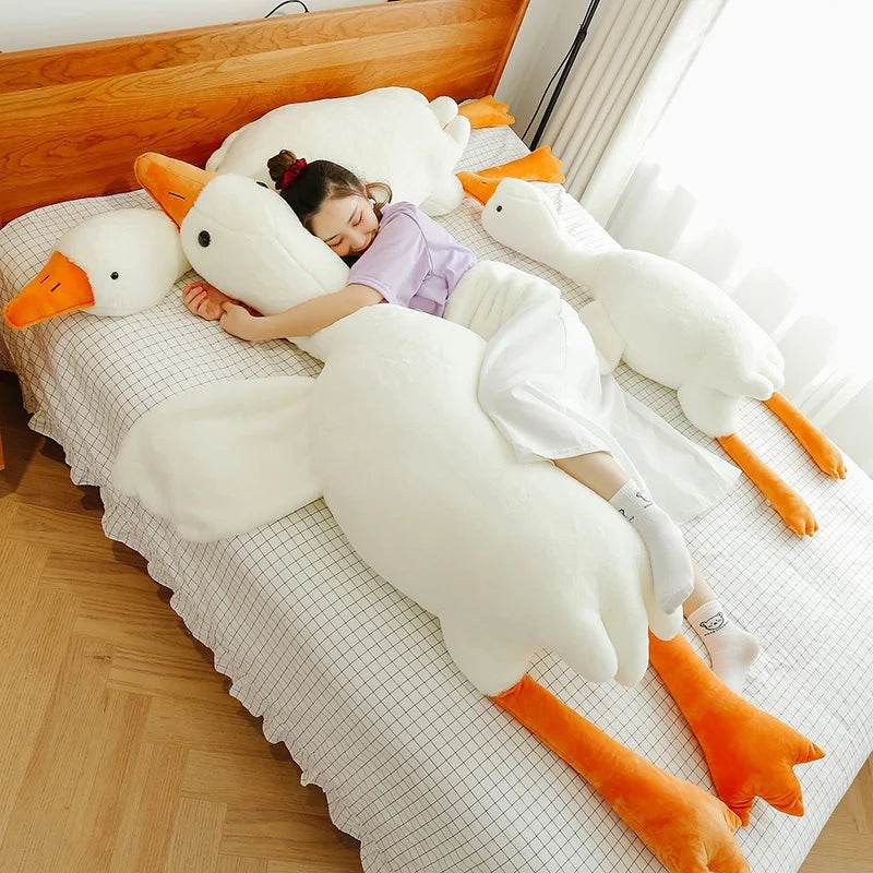 90-190cm Lovely Big White Goose Plush Toy Big Goose Doll Sleep on Bed Birthday Gift Girl - ToylandEU