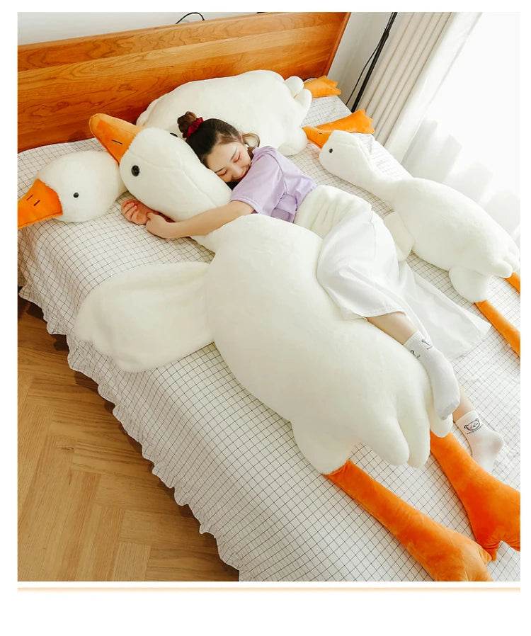 90-190cm Lovely Big White Goose Plush Toy Big Goose Doll Sleep on Bed Birthday Gift Girl - ToylandEU
