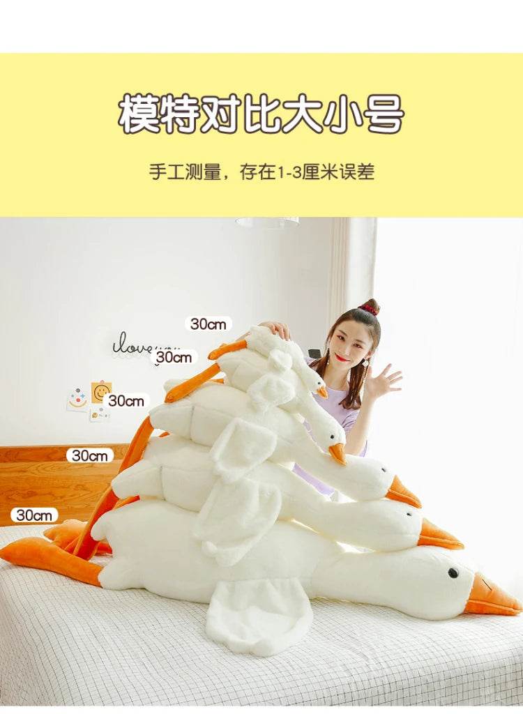 90-190cm Lovely Big White Goose Plush Toy Big Goose Doll Sleep on Bed Birthday Gift Girl - ToylandEU