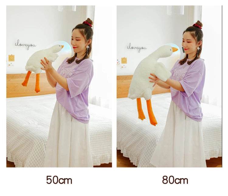 90-190cm Lovely Big White Goose Plush Toy Big Goose Doll Sleep on Bed Birthday Gift Girl - ToylandEU