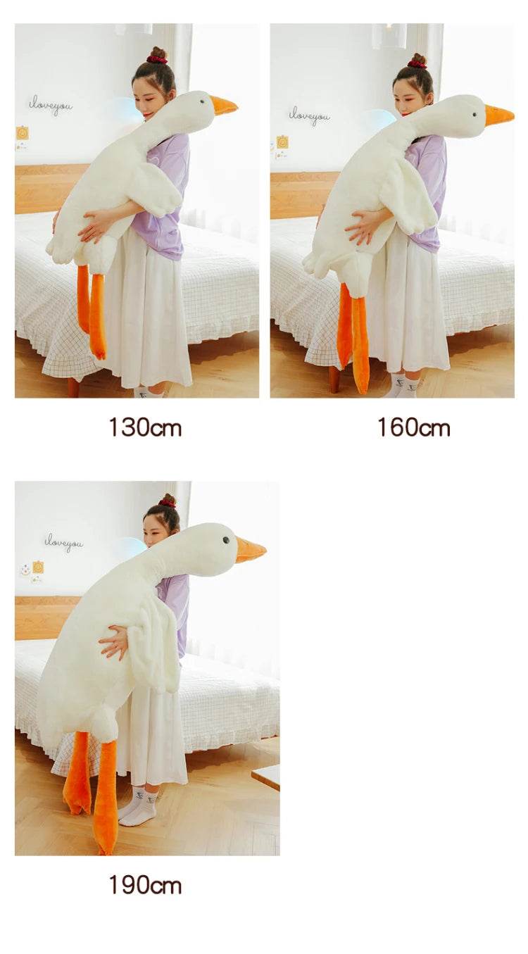 90-190cm Lovely Big White Goose Plush Toy Big Goose Doll Sleep on Bed Birthday Gift Girl - ToylandEU