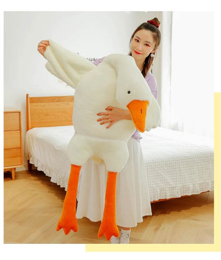 90-190cm Lovely Big White Goose Plush Toy Big Goose Doll Sleep on Bed Birthday Gift Girl - ToylandEU
