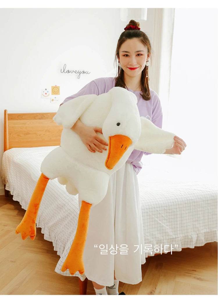 90-190cm Lovely Big White Goose Plush Toy Big Goose Doll Sleep on Bed Birthday Gift Girl - ToylandEU