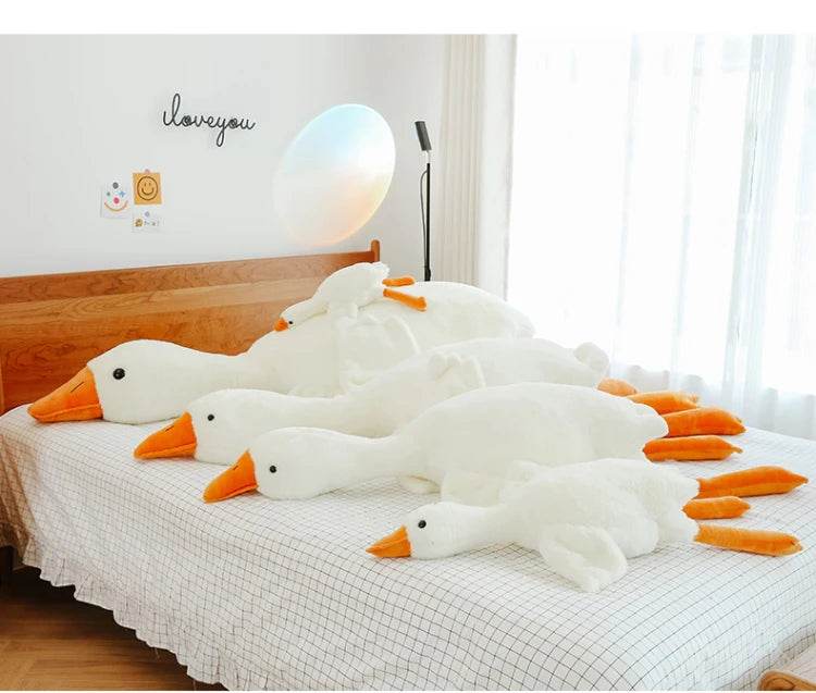 90-190cm Lovely Big White Goose Plush Toy Big Goose Doll Sleep on Bed Birthday Gift Girl - ToylandEU