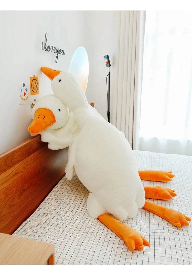 90-190cm Lovely Big White Goose Plush Toy Big Goose Doll Sleep on Bed Birthday Gift Girl - ToylandEU
