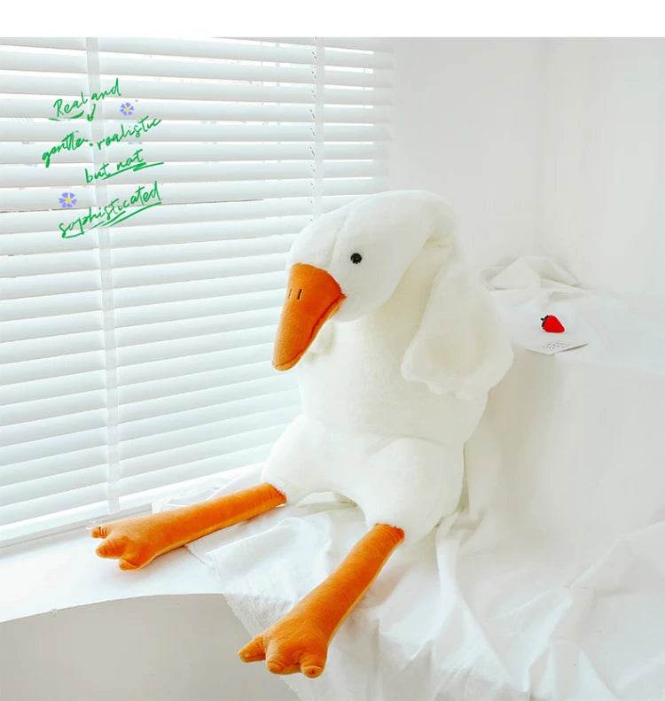 90-190cm Lovely Big White Goose Plush Toy Big Goose Doll Sleep on Bed Birthday Gift Girl - ToylandEU