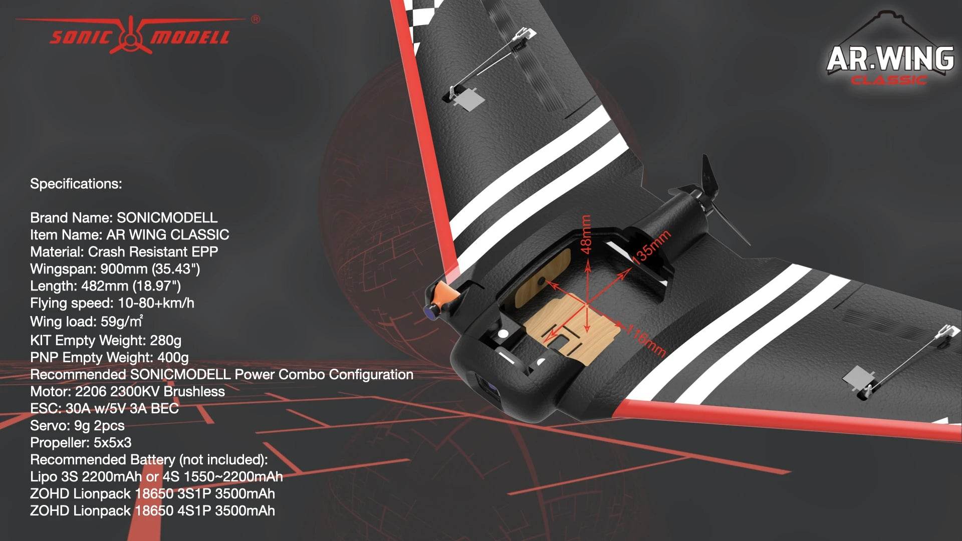 900mm Wingspan Sonicmodell AR WING CLASSIC EPP FPV RC Airplane KIT PNP - ToylandEU