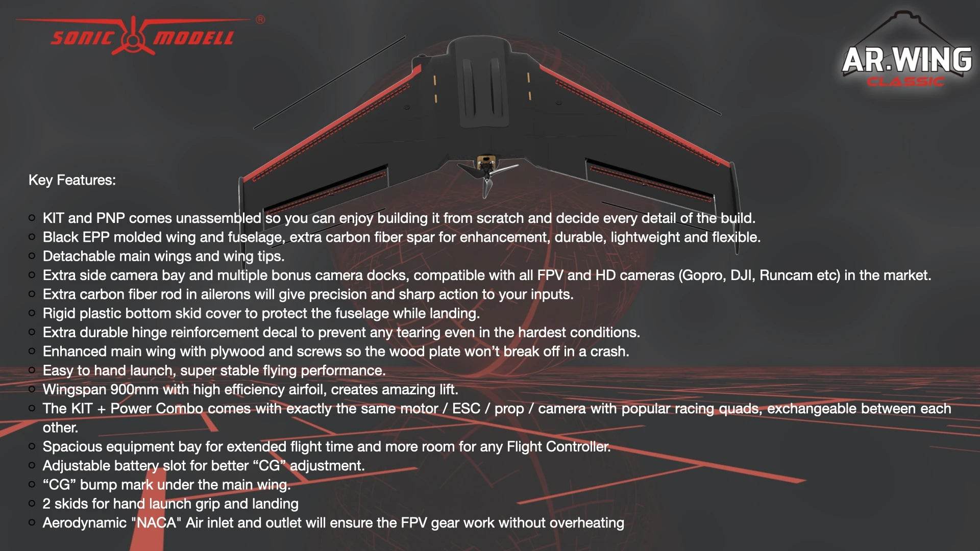 900mm Wingspan Sonicmodell AR WING CLASSIC EPP FPV RC Airplane KIT PNP - ToylandEU
