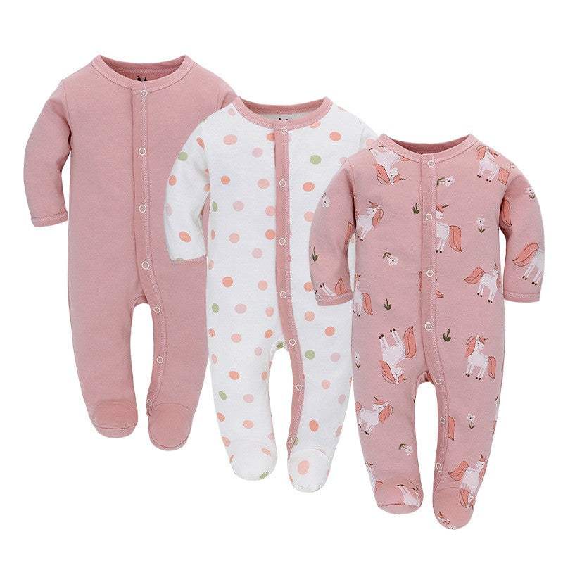 Baby Long-Sleeve Romper 3-Piece Set | Fox Raindrop And Unicorn Designs