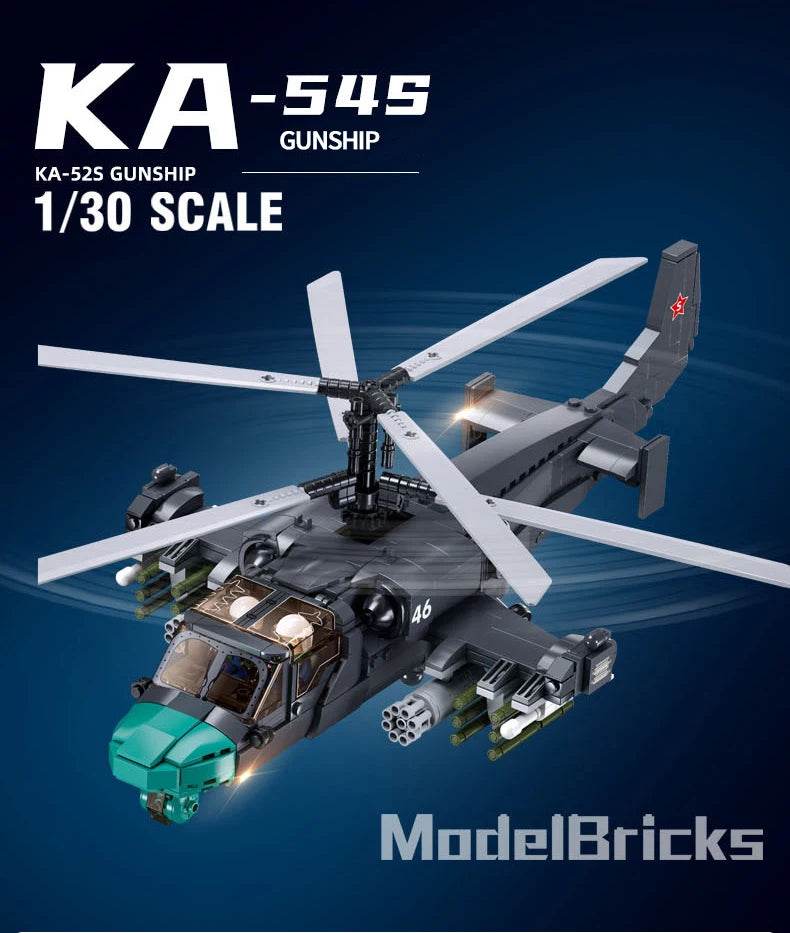 913PCS KA-52S Attack Helicopter Building Blocks Toys For Kids - ToylandEU