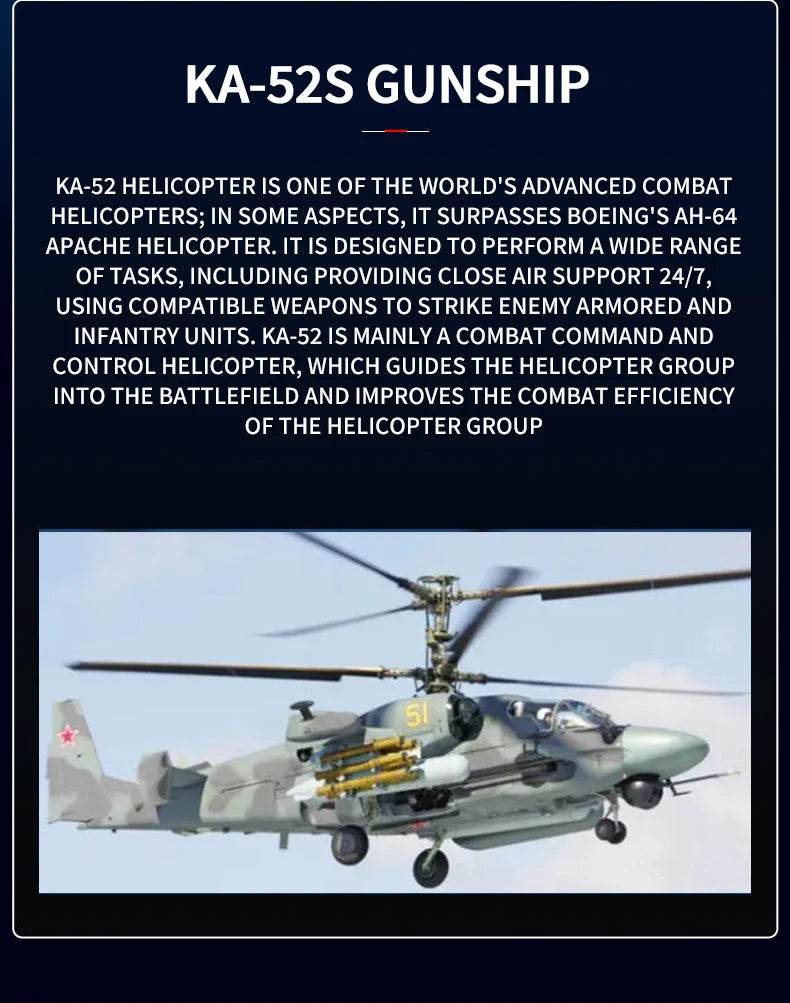 913PCS KA-52S Attack Helicopter Building Blocks Toys For Kids - ToylandEU