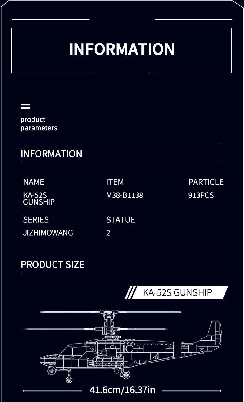 913PCS KA-52S Attack Helicopter Building Blocks Toys For Kids - ToylandEU