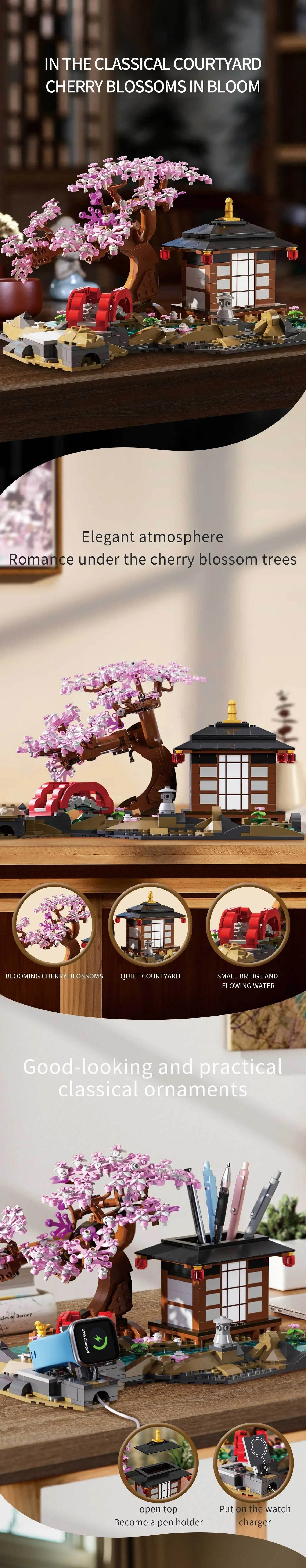 916PCS Cherry Blossom Tree Potted Building Block Model Gift - ToylandEU