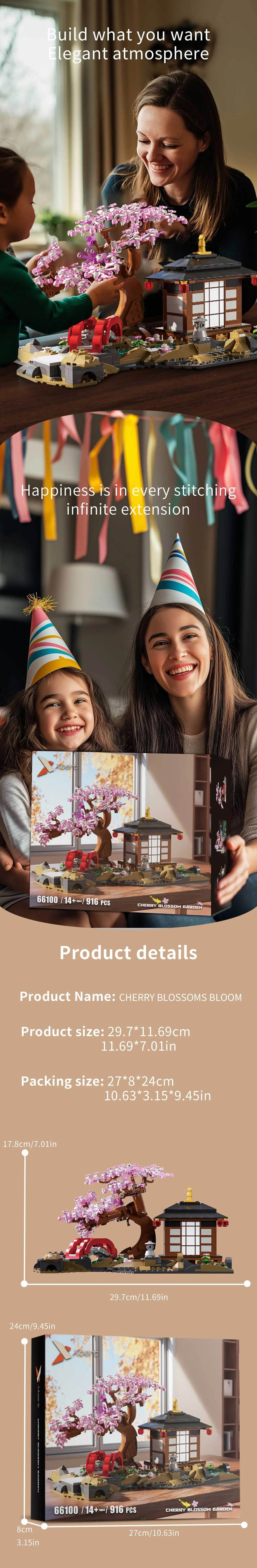 916PCS Cherry Blossom Tree Potted Building Block Model Gift - ToylandEU