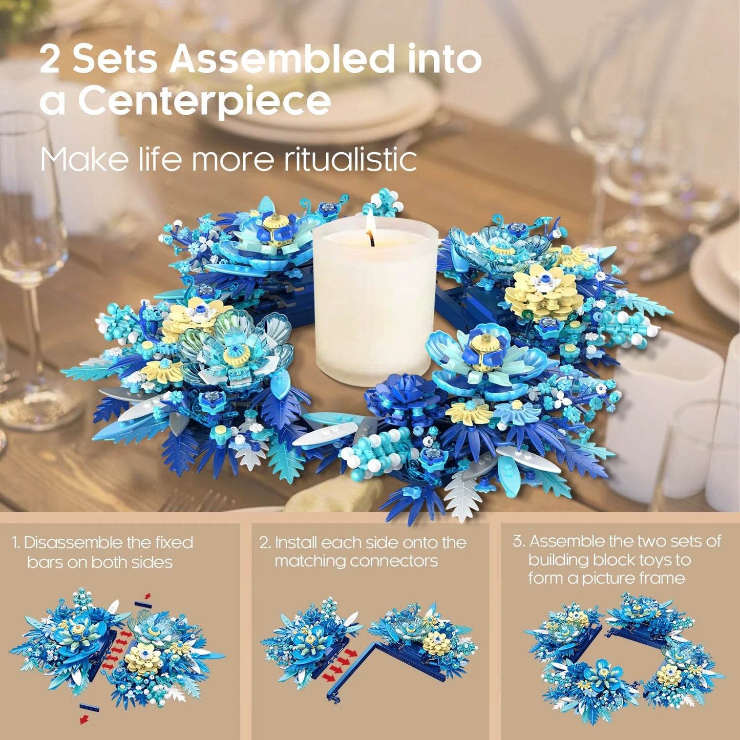 917PCS Fantasy Flower Bouquet Building Blocks Creative Home Decor - ToylandEU