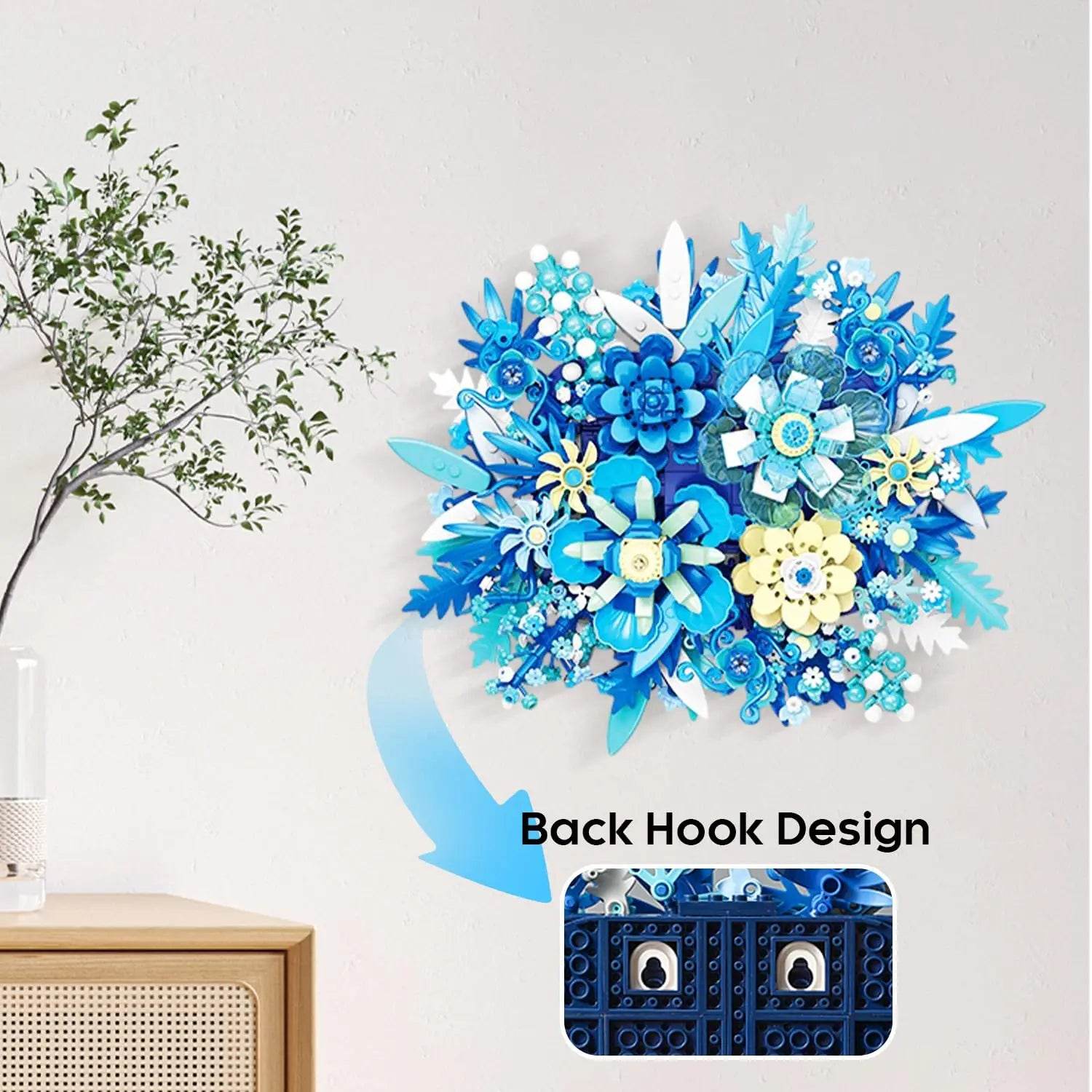 917PCS Preserved Flower Bouquet Building Blocks Fantasy Blue Flowers Assembly Model Bricks Toy Creative Home Decor Gift - ToylandEU